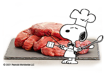 Besondere Eigenschaften von Hundefutter zubereitet durch Fleischsaftgarung Snoopy zeigt besondere Eigenschaften des Hundefutter aus Fleischsaftgarung