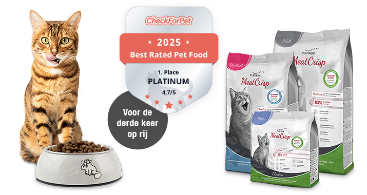 MeatCrisp droge voeding voor katten op de eerste plaats bij de CheckForPet voercheck