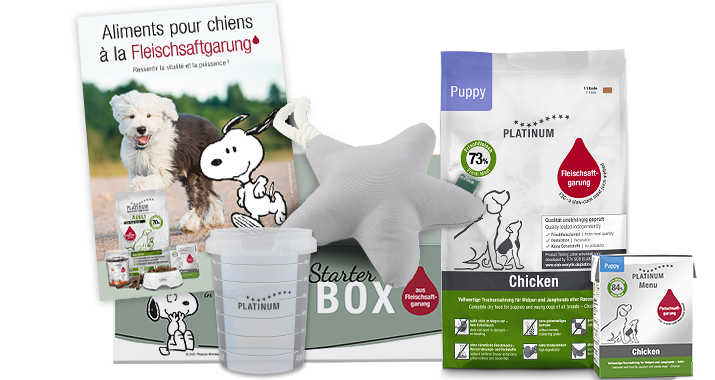 Kit de démarrage Platinum avec aliments pour chiens á la « Fleischsaftgarung »