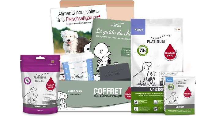 Kit de démarrage Platinum avec aliments pour chiens á la « Fleischsaftgarung »