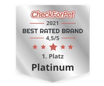 Best Rated Brand 2021 im Bereich Hundetrockenfutter 1. Platz im CheckForPet Futtercheck 2021
