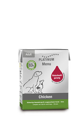 Tetra Recart carton with wet food from PLATINUM for dogs in chicken flavour