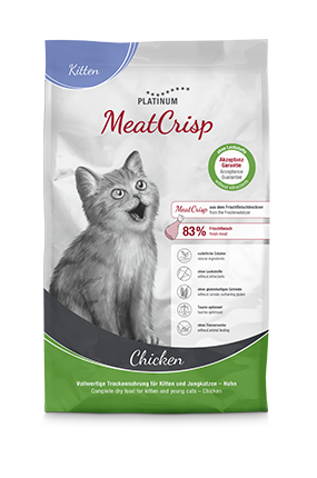 Zakje droge voeding voor katten van PLATINUM voor kittens met de smaak kip