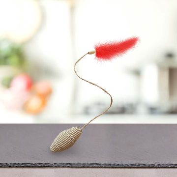 Cardboard toy with feather for cats 